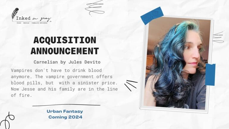 Acquisition Announcement: Jules Devito, author of urban fantasy Carnelian