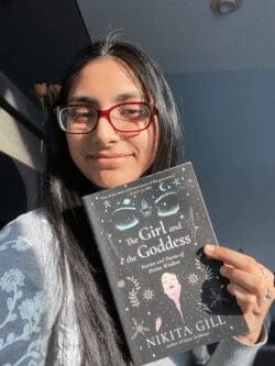 Photo of Kriti from Armed with a book she is holding The Girl and the Goddess by Nikita Gill